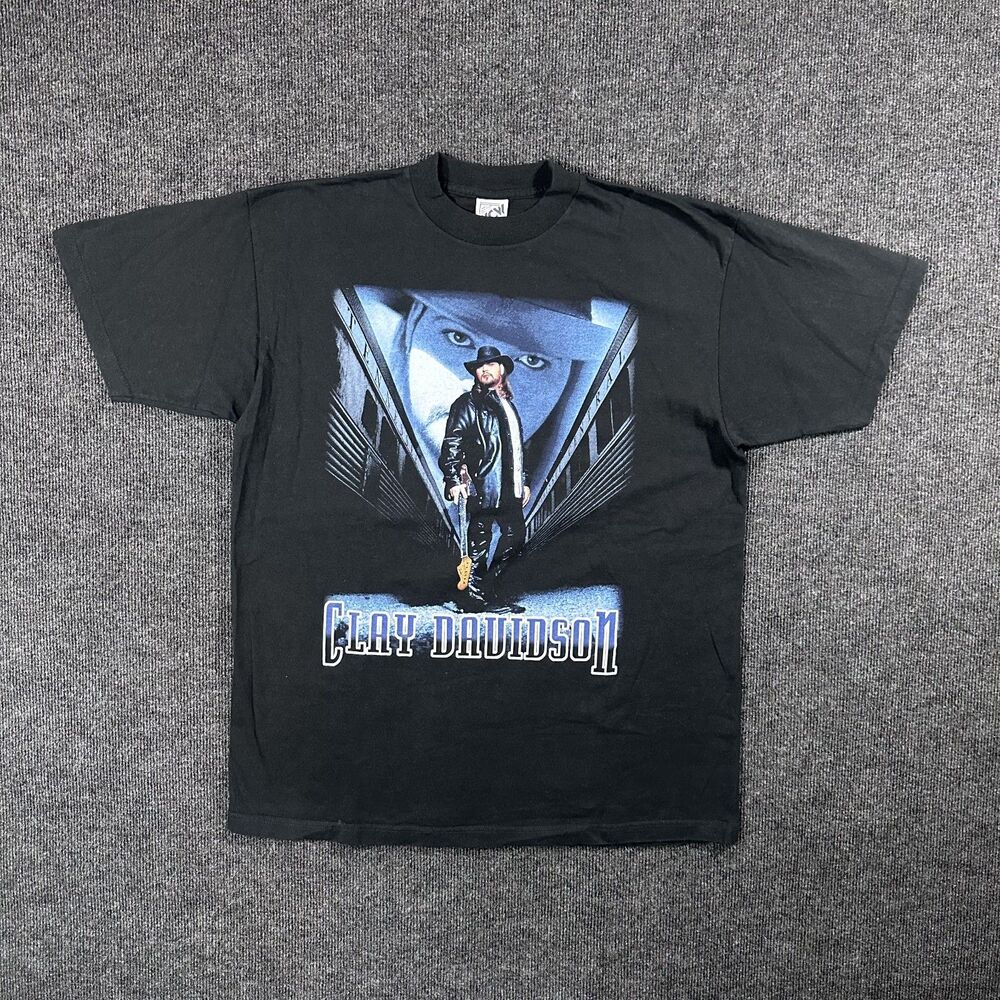 Vintage 1999 WCW Clay Davidson Unconditional Mens Large Black Wrestling T-Shirt